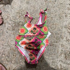 Janie and Jack Tropical Floral One Piece - Pink and Green